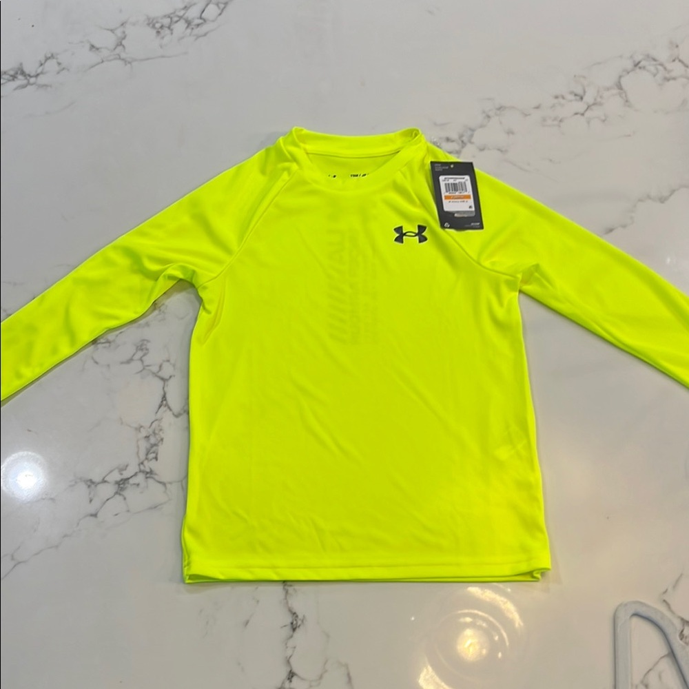 NWT Under Armour Yellow Rashguard Swim Top